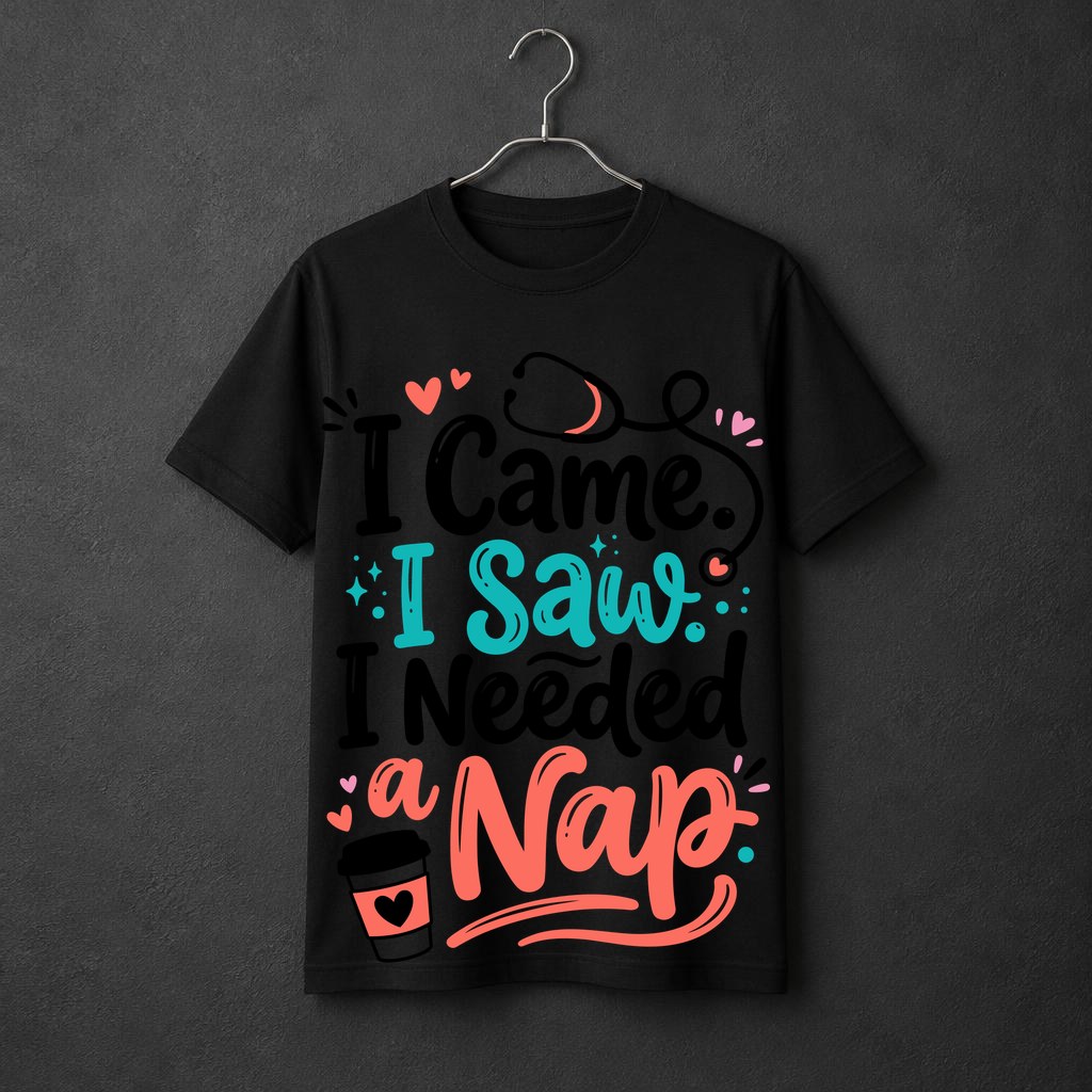 I Came. I Saw. I Needed a Nap. — Hand Lettered t-shirt