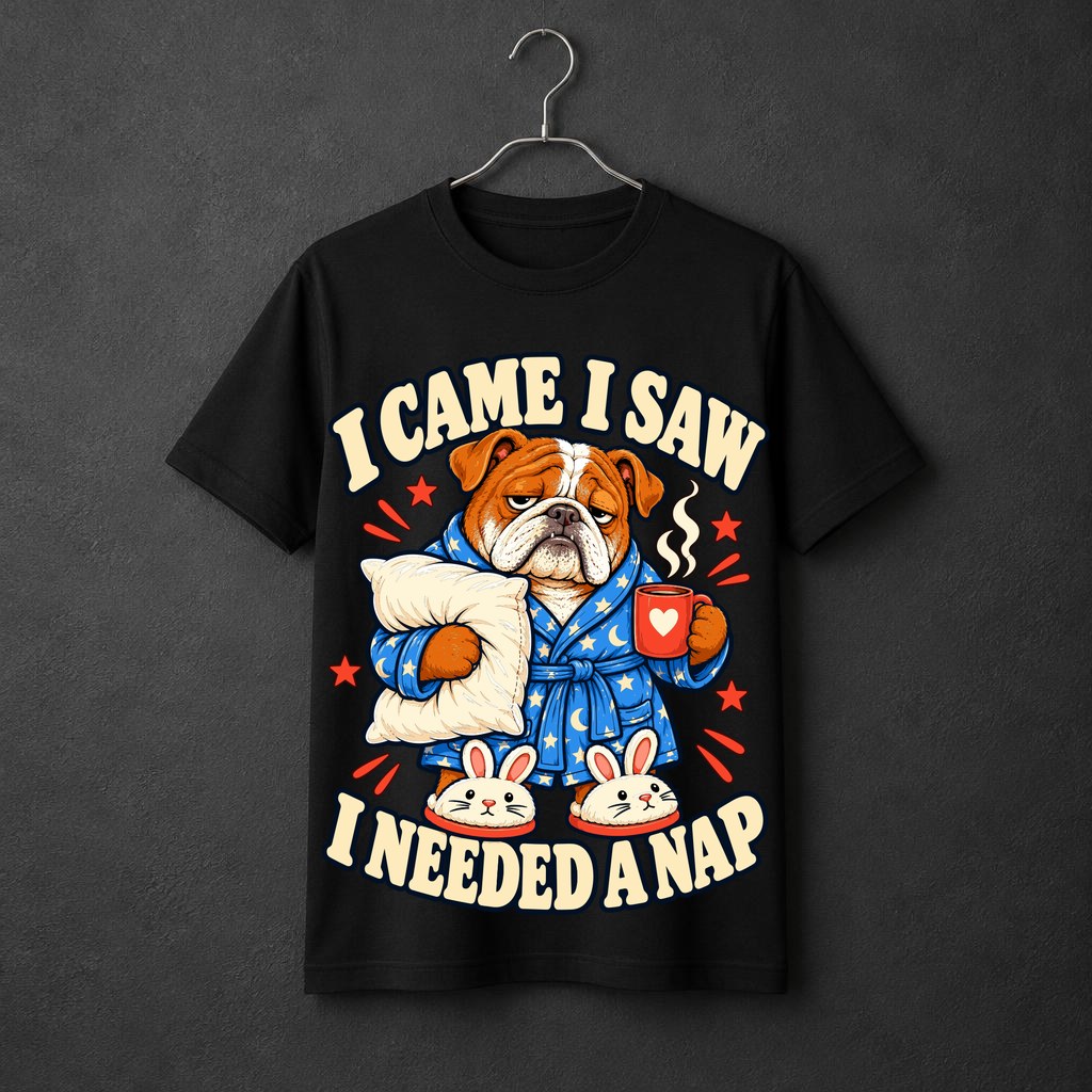 I Came. I Saw. I Needed a Nap. — Bulldog in a Robe t-shirt