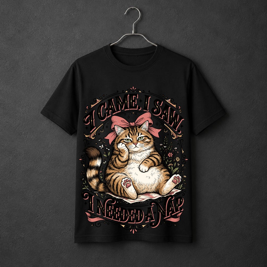 I Came. I Saw. I Needed a Nap. — Vintage Cat t-shirt